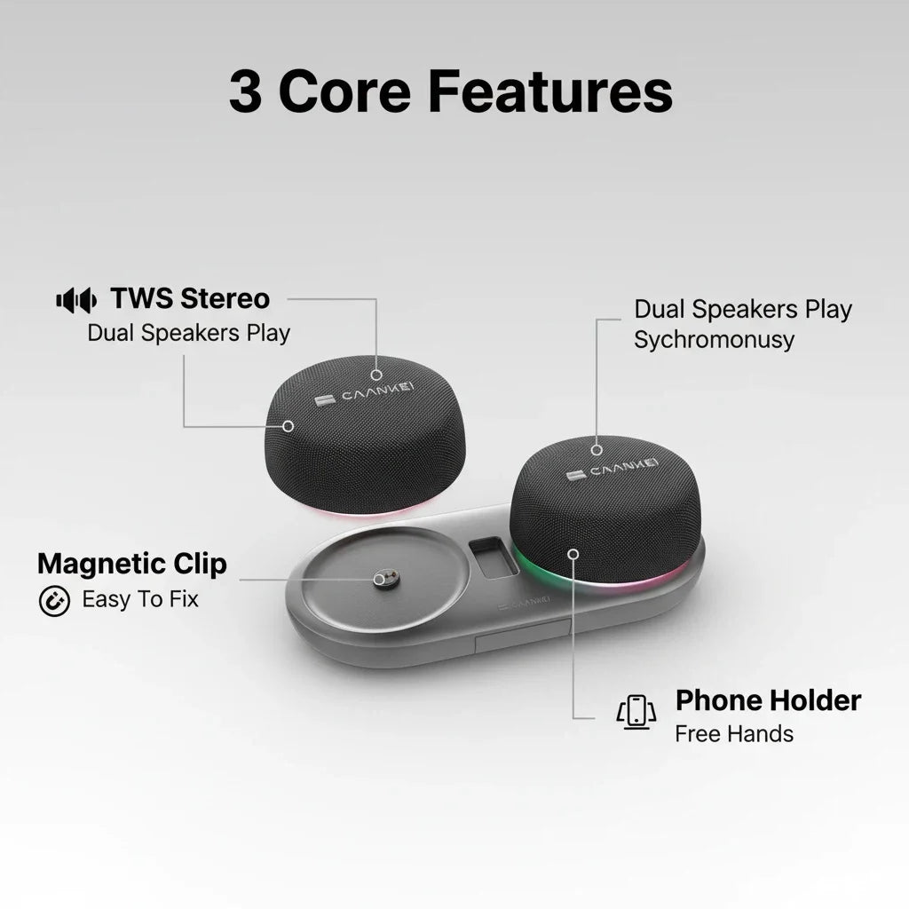 2026 New Dual TWS Dual Bluetooth Speakers Magnetic Phone Stand RGB Light 10H Playtime Wireless Speaker For Party Outdoor Camping - Merit Sell