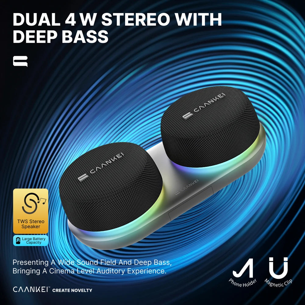 2026 New Dual TWS Dual Bluetooth Speakers Magnetic Phone Stand RGB Light 10H Playtime Wireless Speaker For Party Outdoor Camping - Merit Sell