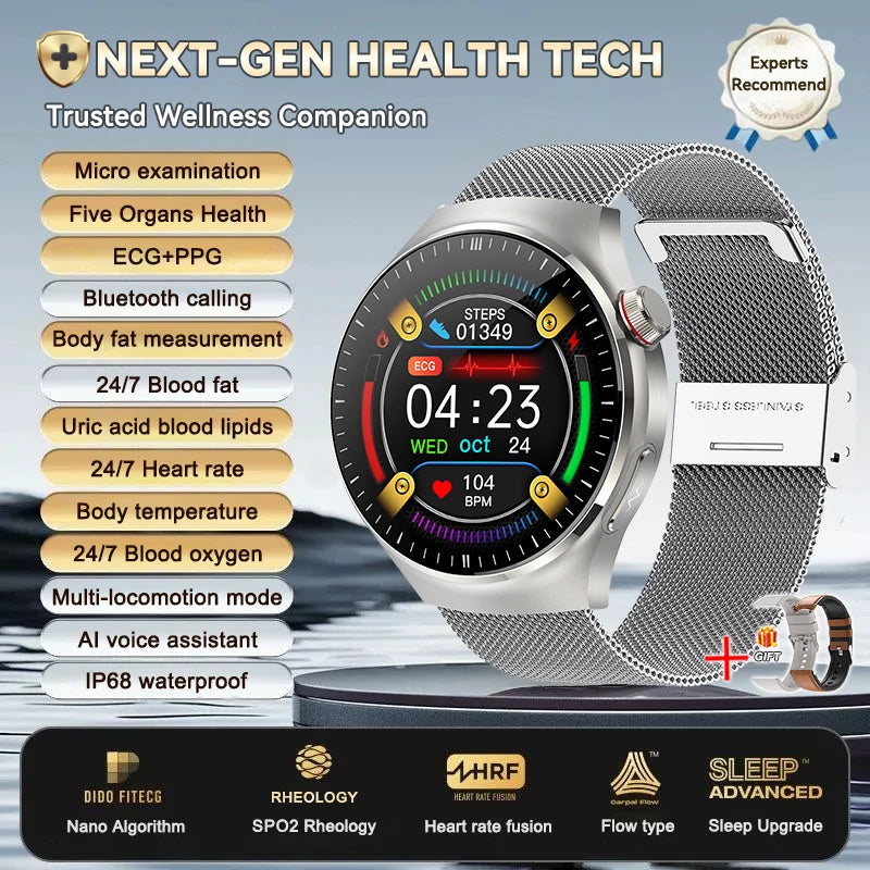 2026 New ECG+PPG Health Traker Smart Watch Blood Lipids Uric Acid Clock Blood pressure Bluetooth Call Body Monitoring smartwatch - Merit Sell