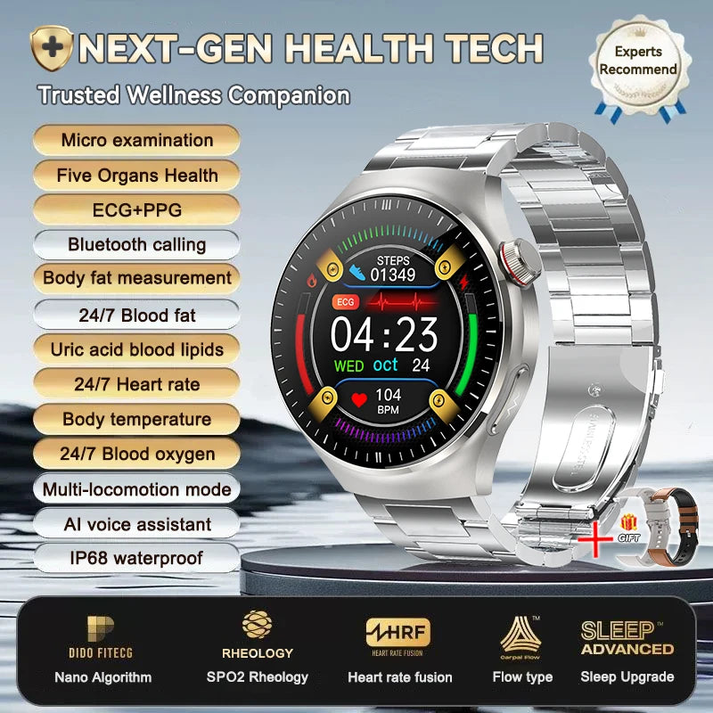 2026 New ECG+PPG Health Traker Smart Watch Blood Lipids Uric Acid Clock Blood pressure Bluetooth Call Body Monitoring smartwatch - Merit Sell