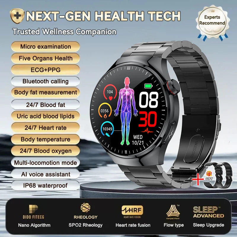 2026 New ECG+PPG Health Traker Smart Watch Blood Lipids Uric Acid Clock Blood pressure Bluetooth Call Body Monitoring smartwatch - Merit Sell