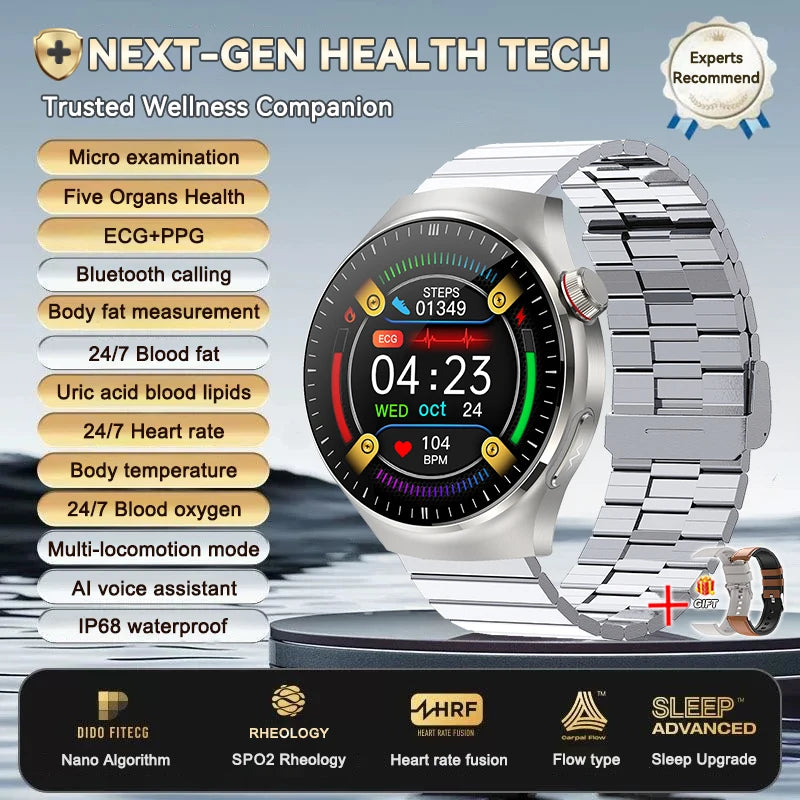 2026 New ECG+PPG Health Traker Smart Watch Blood Lipids Uric Acid Clock Blood pressure Bluetooth Call Body Monitoring smartwatch - Merit Sell