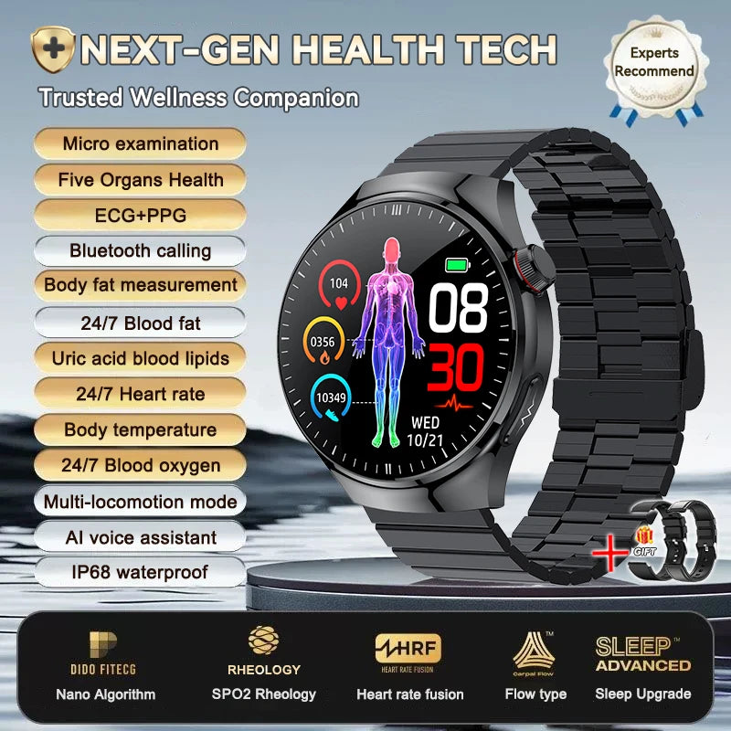 2026 New ECG+PPG Health Traker Smart Watch Blood Lipids Uric Acid Clock Blood pressure Bluetooth Call Body Monitoring smartwatch - Merit Sell