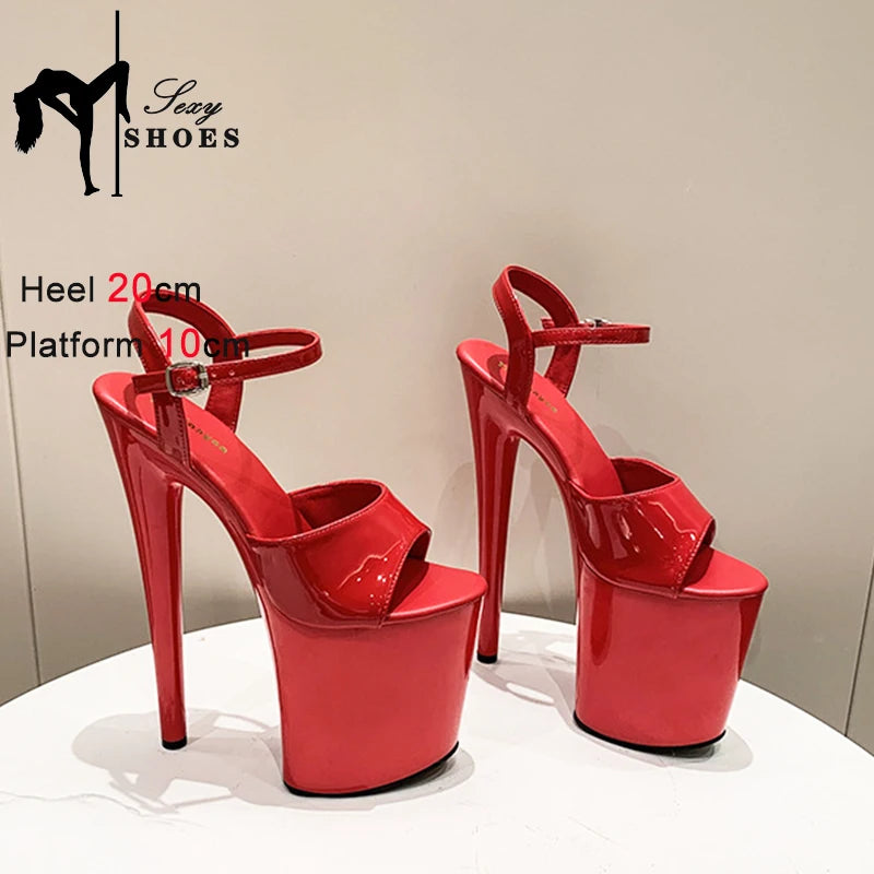 20CM 17 15cm Super High Heeled Nightclub Thin Heels Women's Platform Sandals Ankle Buckle Fashion Pole Dancing Shoes Plus Size - Merit Sell