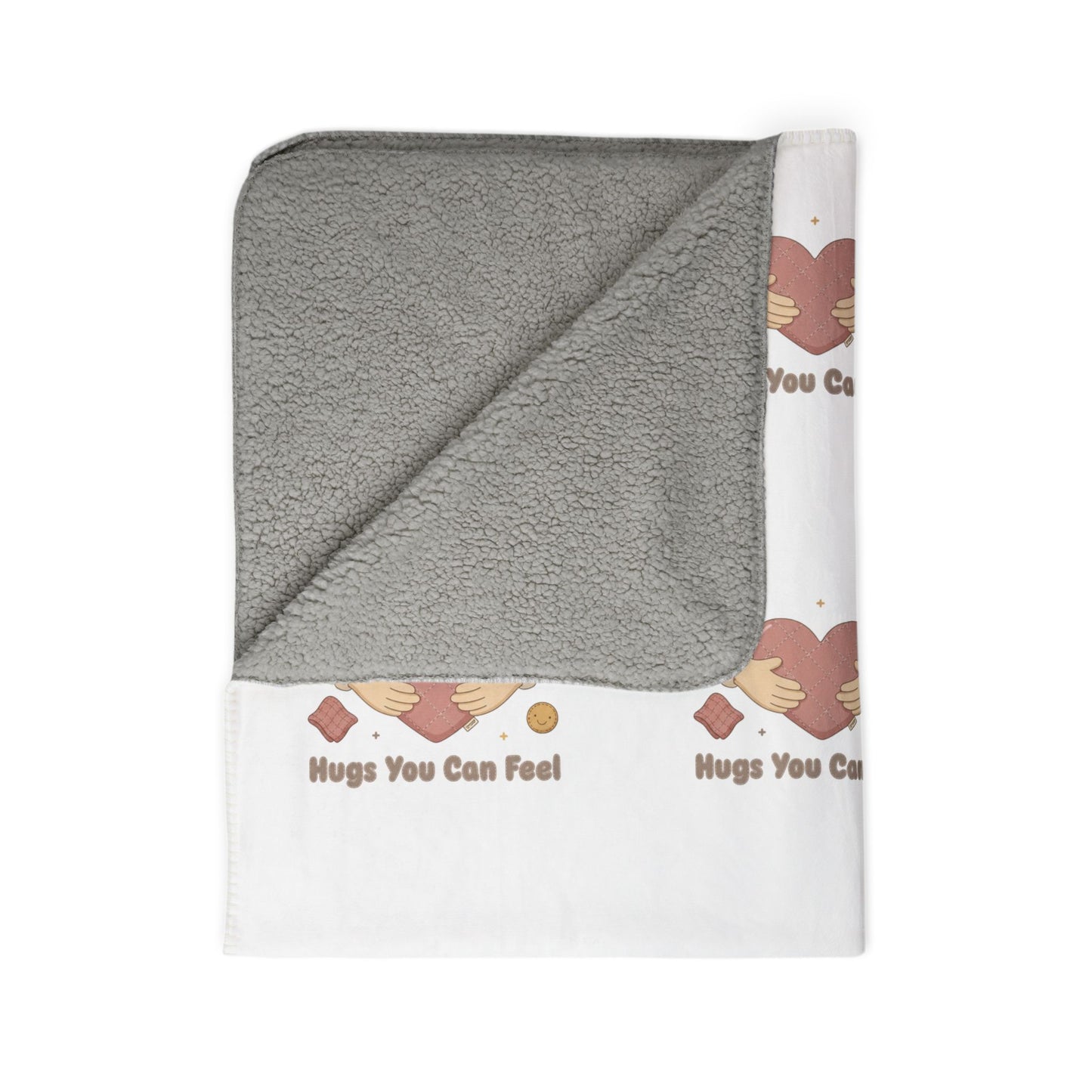 Hugs You Can Feel Sherpa Blanket — Cozy Heart Pattern Plush Throw