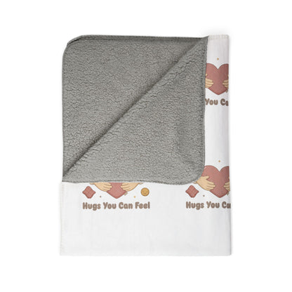 Hugs You Can Feel Sherpa Blanket — Cozy Heart Pattern Plush Throw
