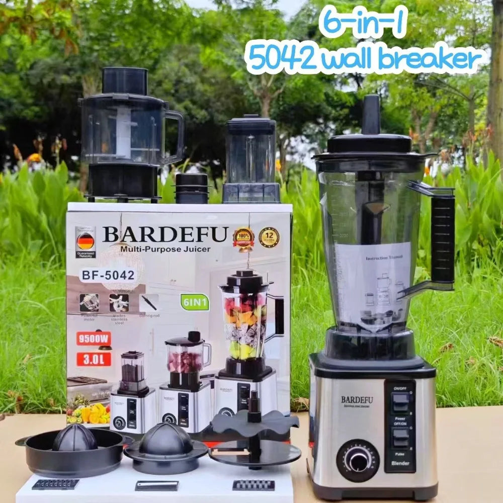 220V- 3L 6 in 1 Blender Stainless Steel Large Capacity Cut Vegetables and Shreds Icebreaker Salad Grinder Meat Grinder Juicer - Merit Sell