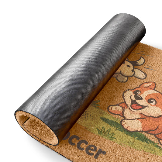 Playful Paws Soccer Doormat — Cute Puppy Welcome Mat for Kids’ Rooms & Front Door