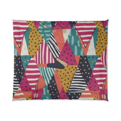 Geometric Colorblock Comforter — Bold Abstract Triangle Pattern