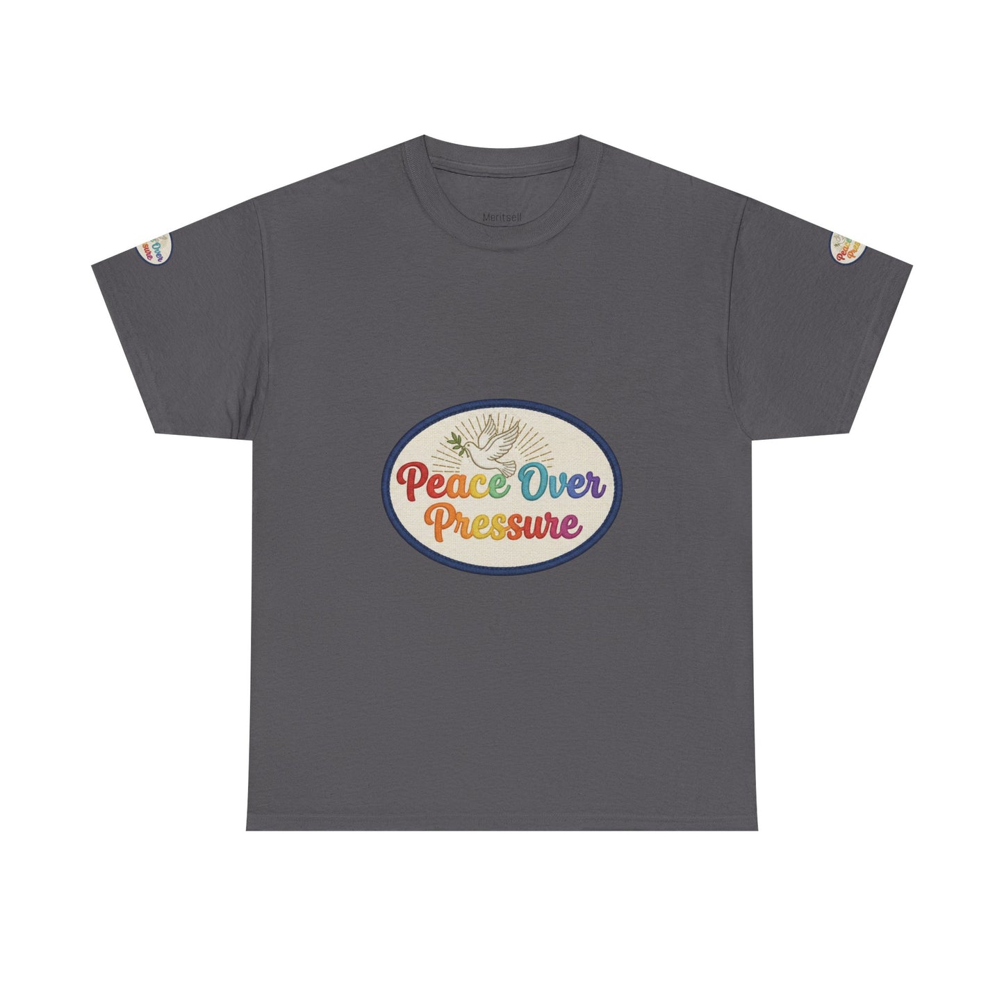 Peace Over Pressure T-Shirt — Retro Rainbow Dove Tee