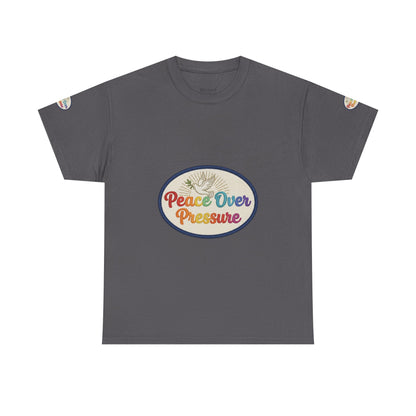 Peace Over Pressure T-Shirt — Retro Rainbow Dove Tee