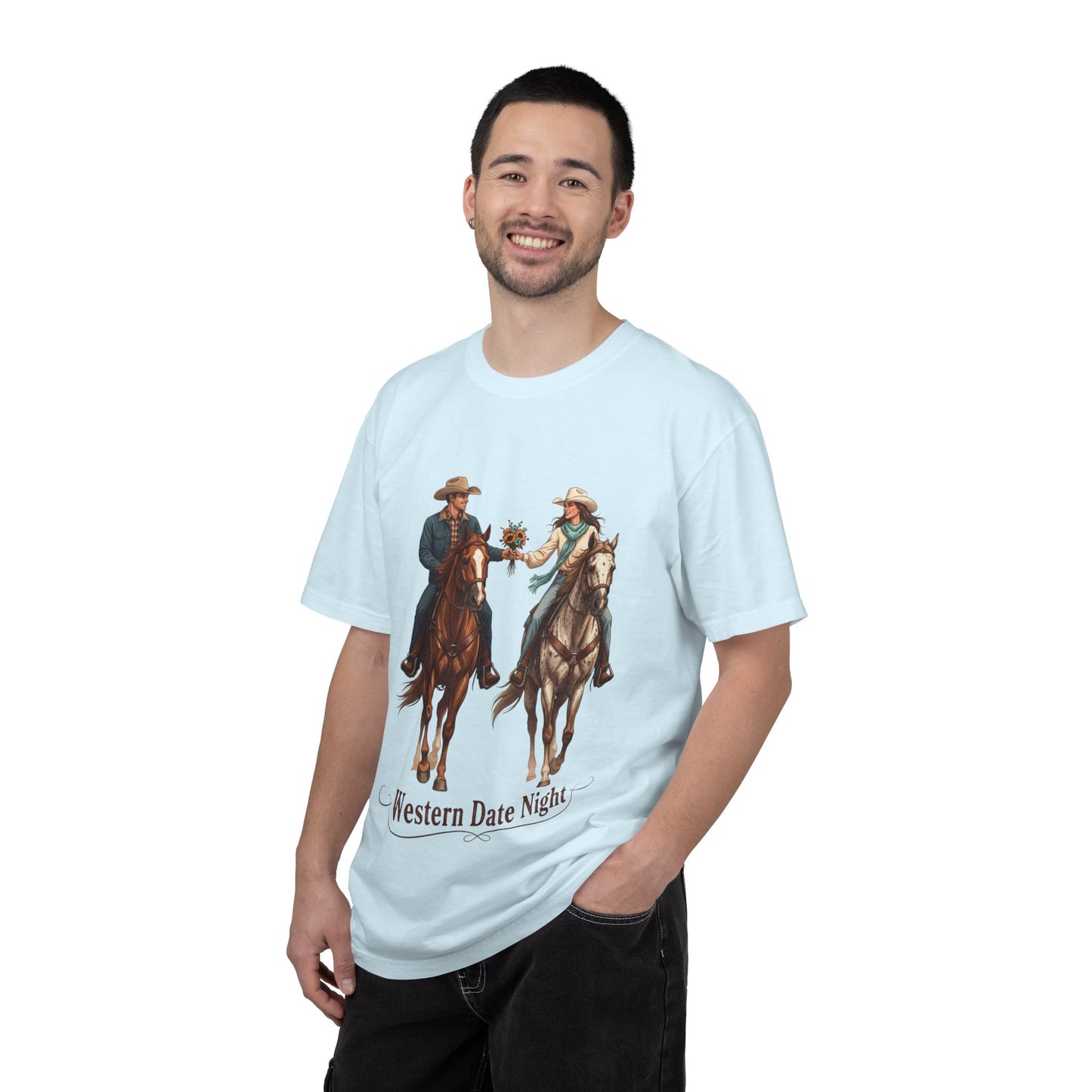 Western Date Night T-Shirt — Cowboy & Cowgirl Horseback Romance Tee