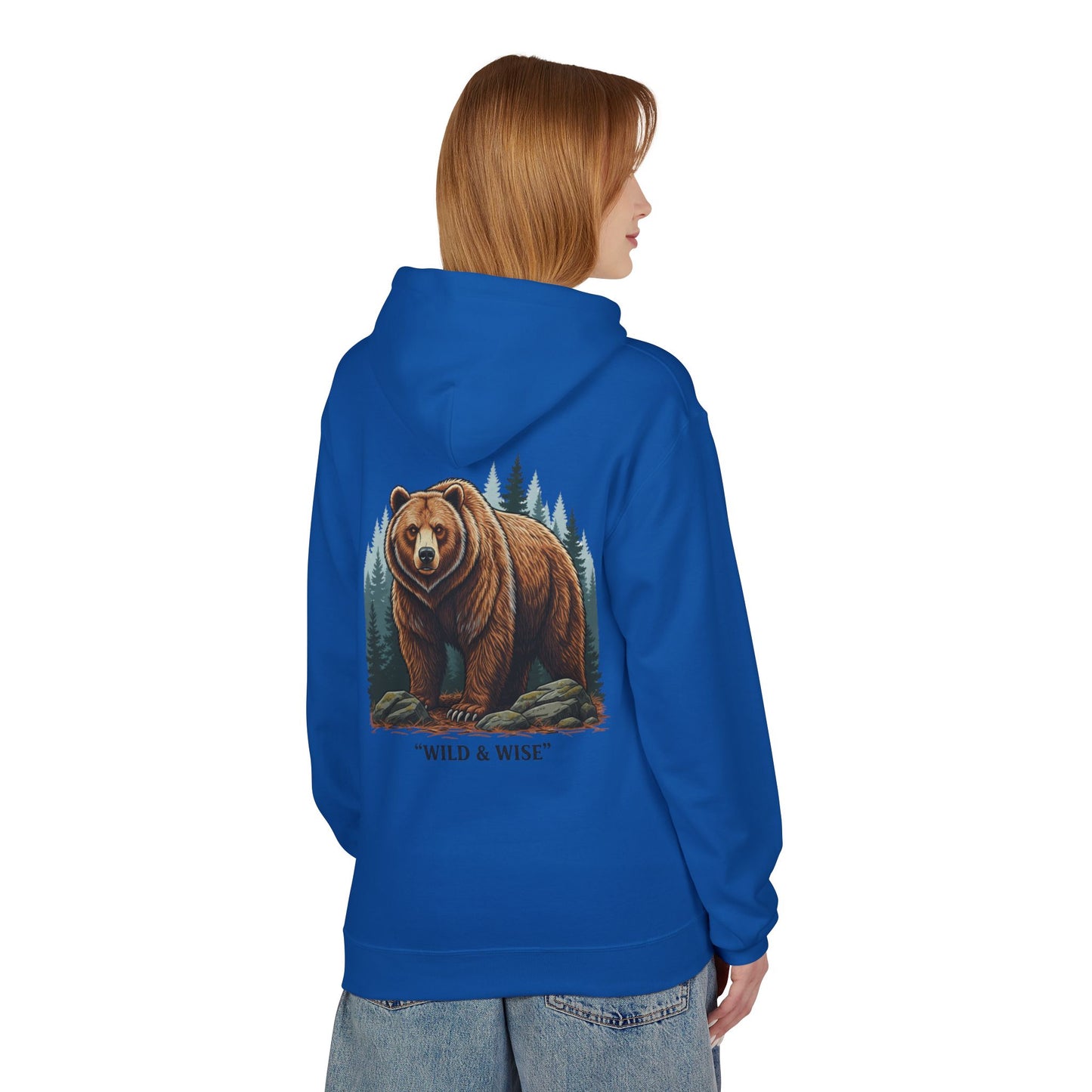 Bear Hoodie — "Wild & Wise" Forest Graphic Pullover