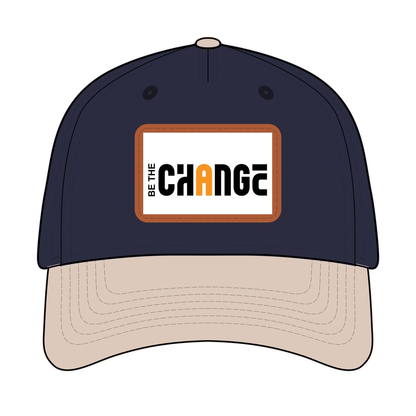 Baseball Cap — "Be The Change" Leather Patch Hat