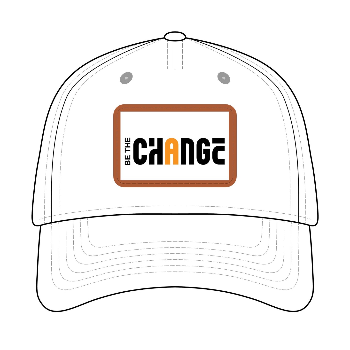 Baseball Cap — "Be The Change" Leather Patch Hat
