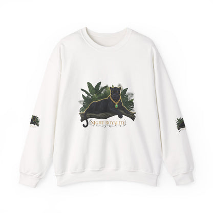 Panther Royale Crewneck Sweatshirt — "Night Royalty" Black Cat Graphic