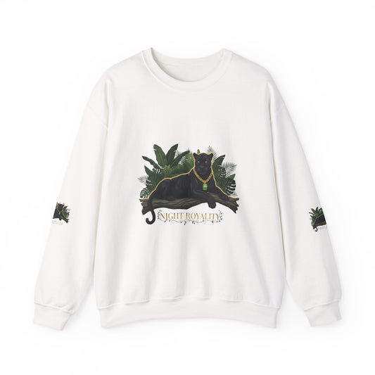 Panther Royale Crewneck Sweatshirt — "Night Royalty" Black Cat Graphic Merit Sell