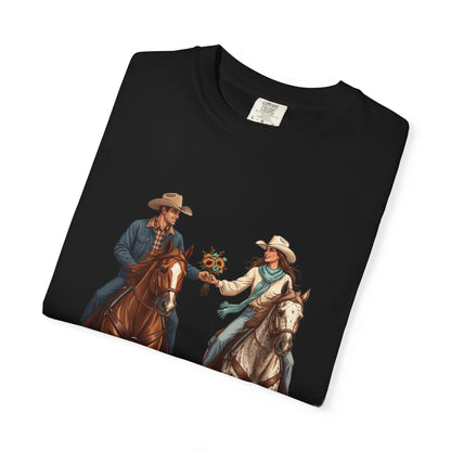 Western Date Night T-Shirt — Cowboy & Cowgirl Horseback Romance Tee