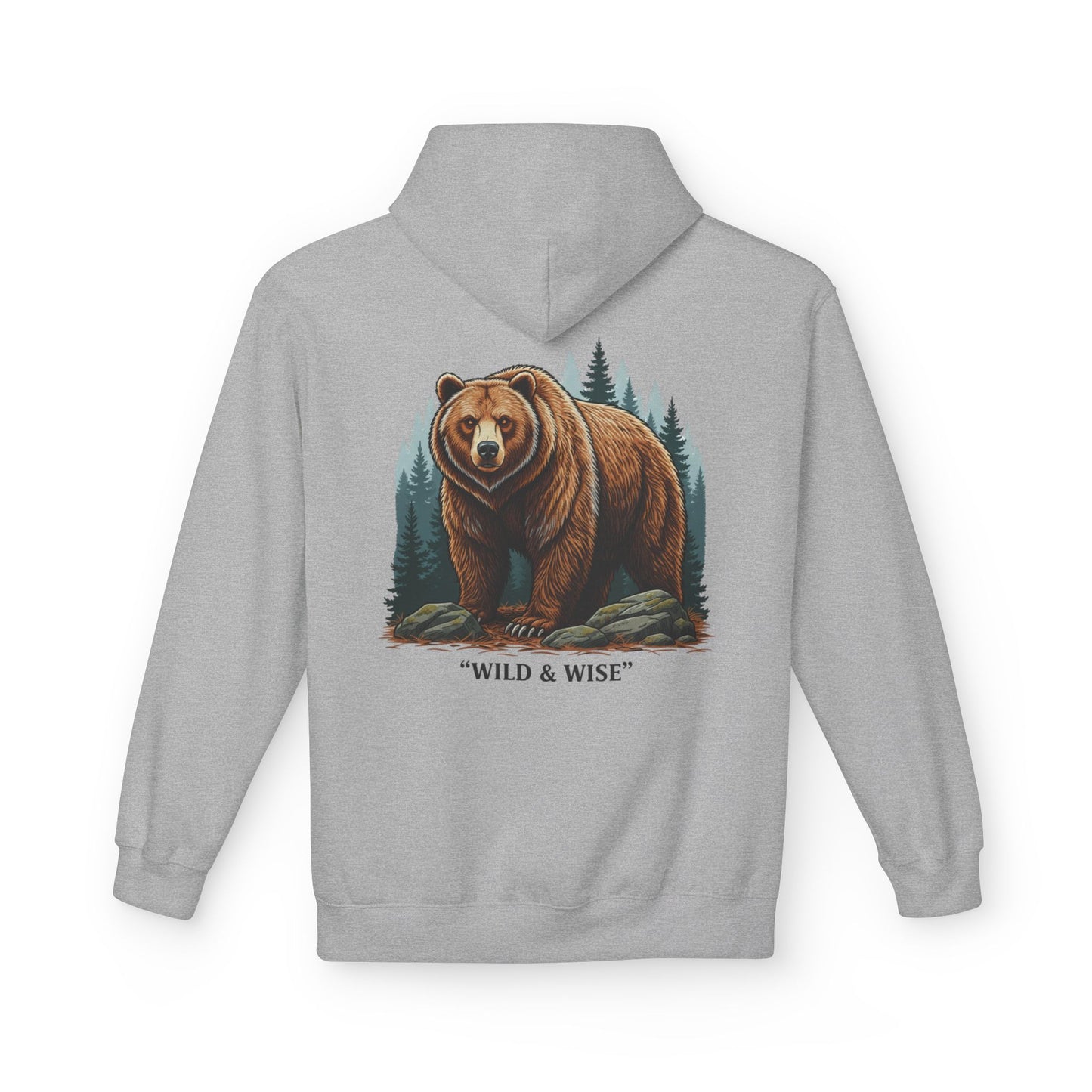Bear Hoodie — "Wild & Wise" Forest Graphic Pullover
