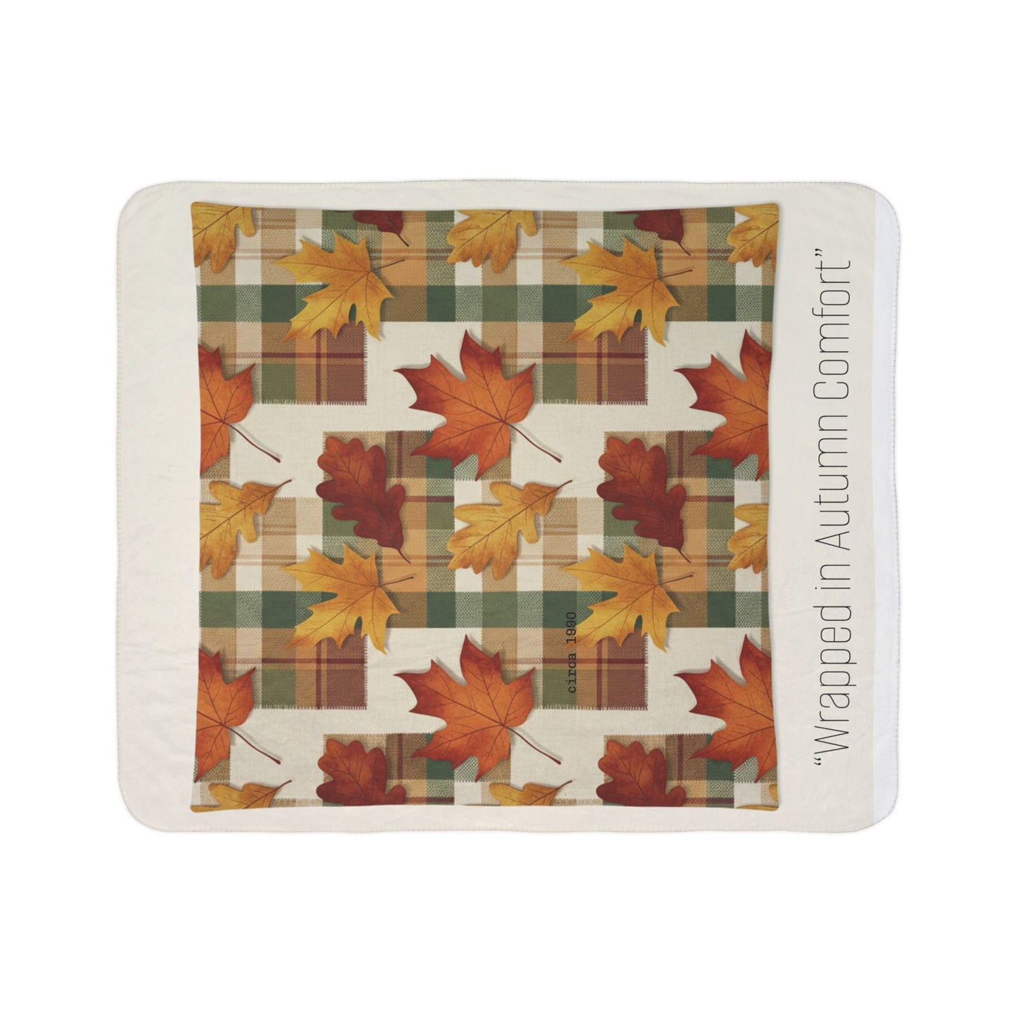 Autumn Plaid Sherpa Blanket — Cozy Fall Leaves Throw for Home & Gifting