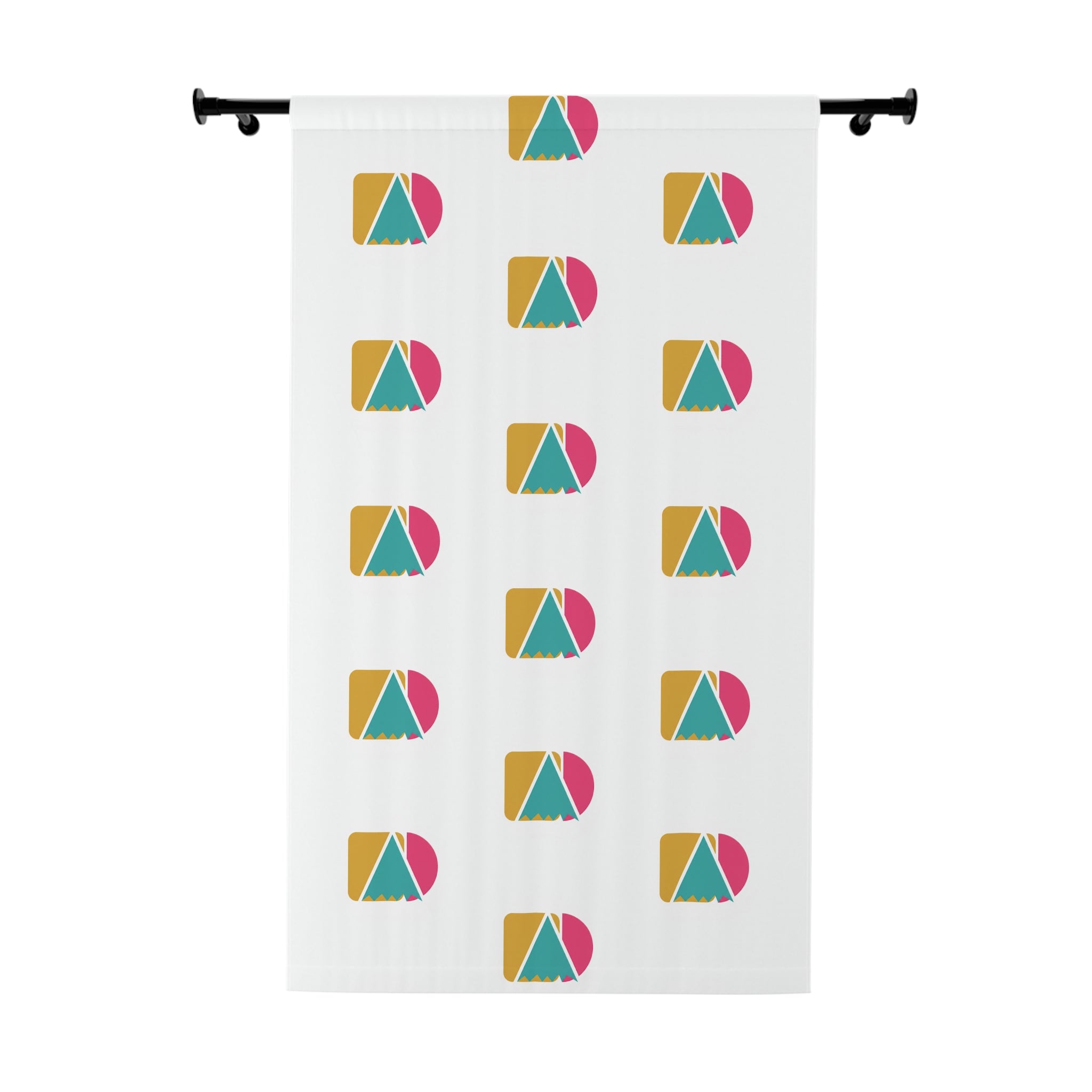Geometric Color Block Curtain Panel — Modern Mid-Century Window Drapery