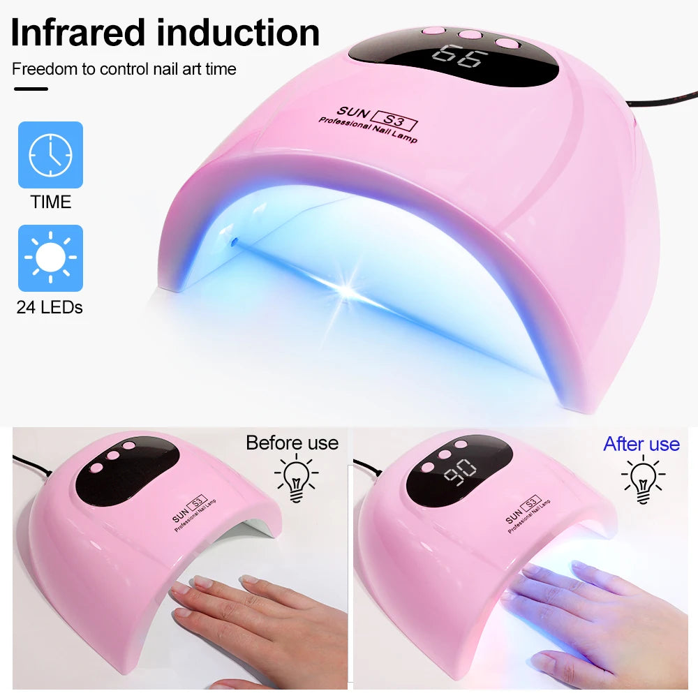 24/6 LED UV Lamp for Nails Gel Polish Drying With LED Display And Motion Sensing Professional Manicure Lamp Dryer Home Use Tool - Merit Sell