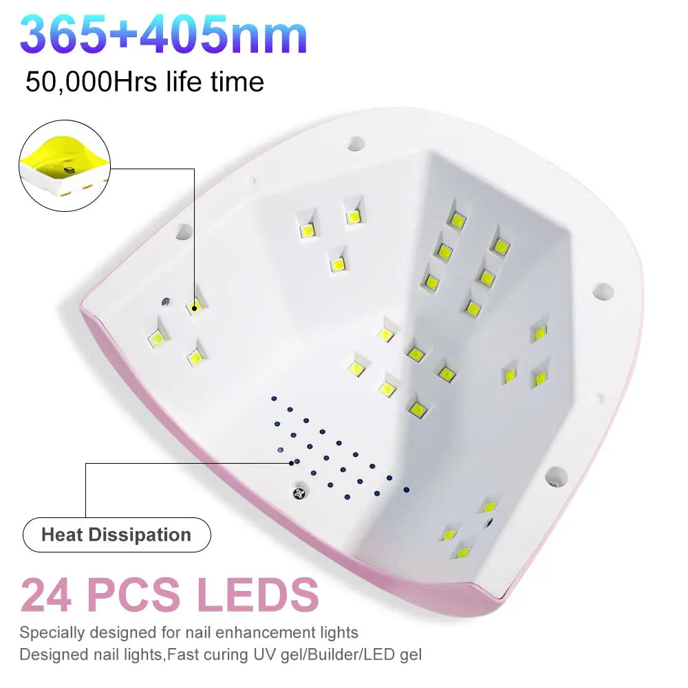 24/6 LED UV Lamp for Nails Gel Polish Drying With LED Display And Motion Sensing Professional Manicure Lamp Dryer Home Use Tool - Merit Sell