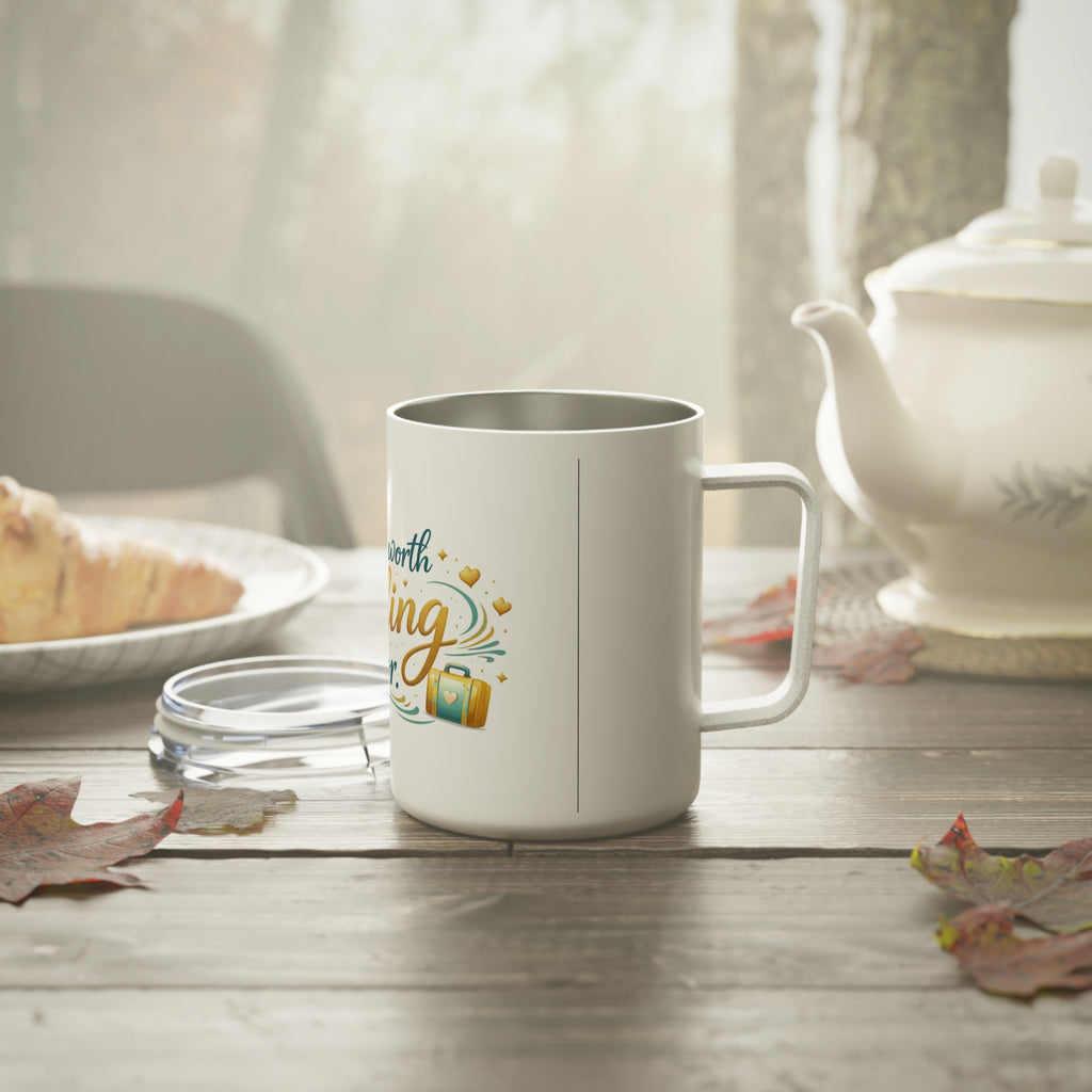 Insulated Coffee Mug — “Insulation Worth Traveling For” Travel Thermo Mug, 10oz