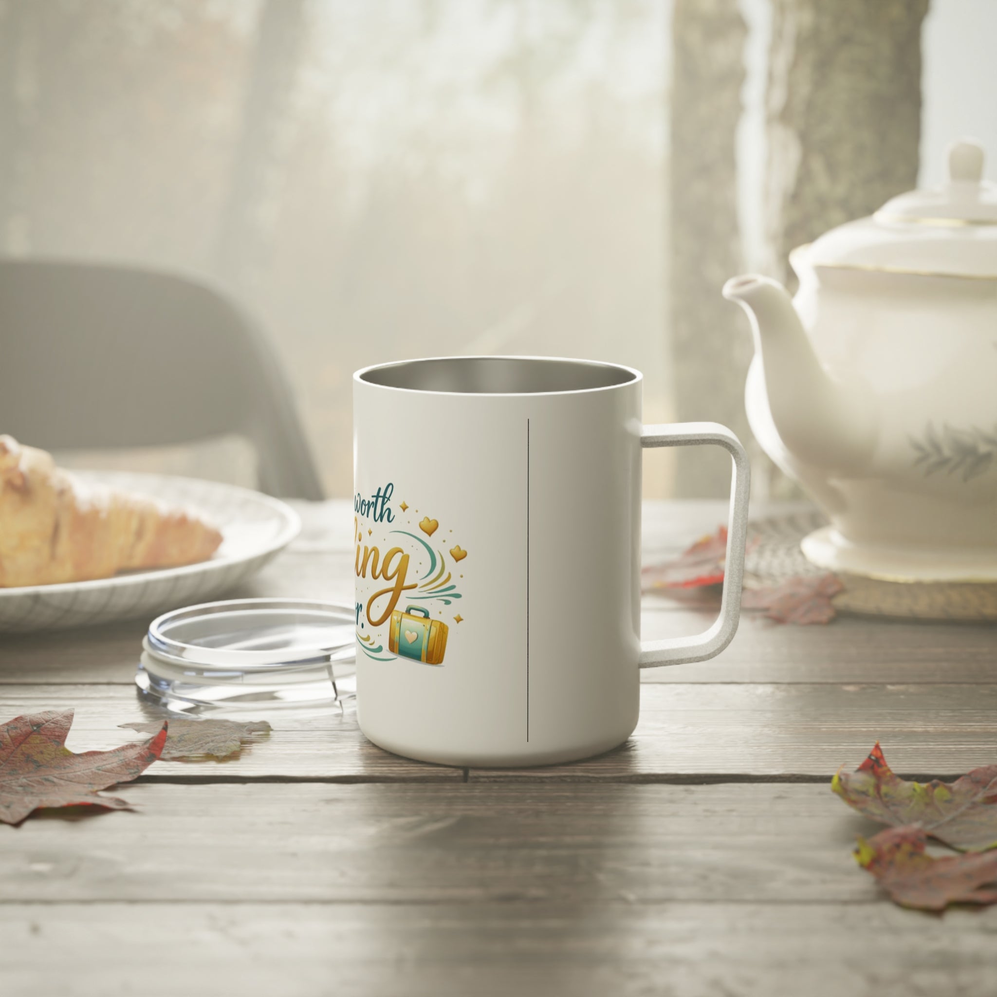 Insulated Coffee Mug — “Insulation Worth Traveling For” Travel Thermo Mug, 10oz