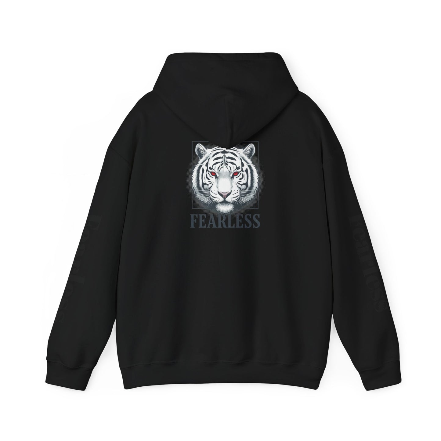 Fearless White Tiger Hoodie — 'FEARLESS' Graphic Hooded Sweatshirt