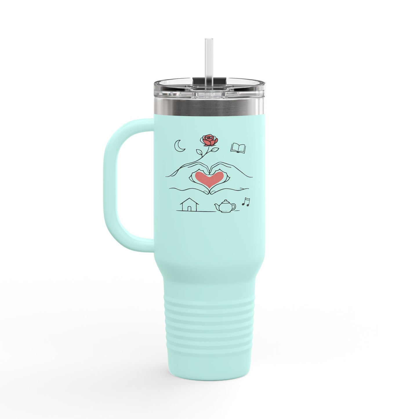 40oz Insulated Travel Mug — Heart & Home Sketch Design