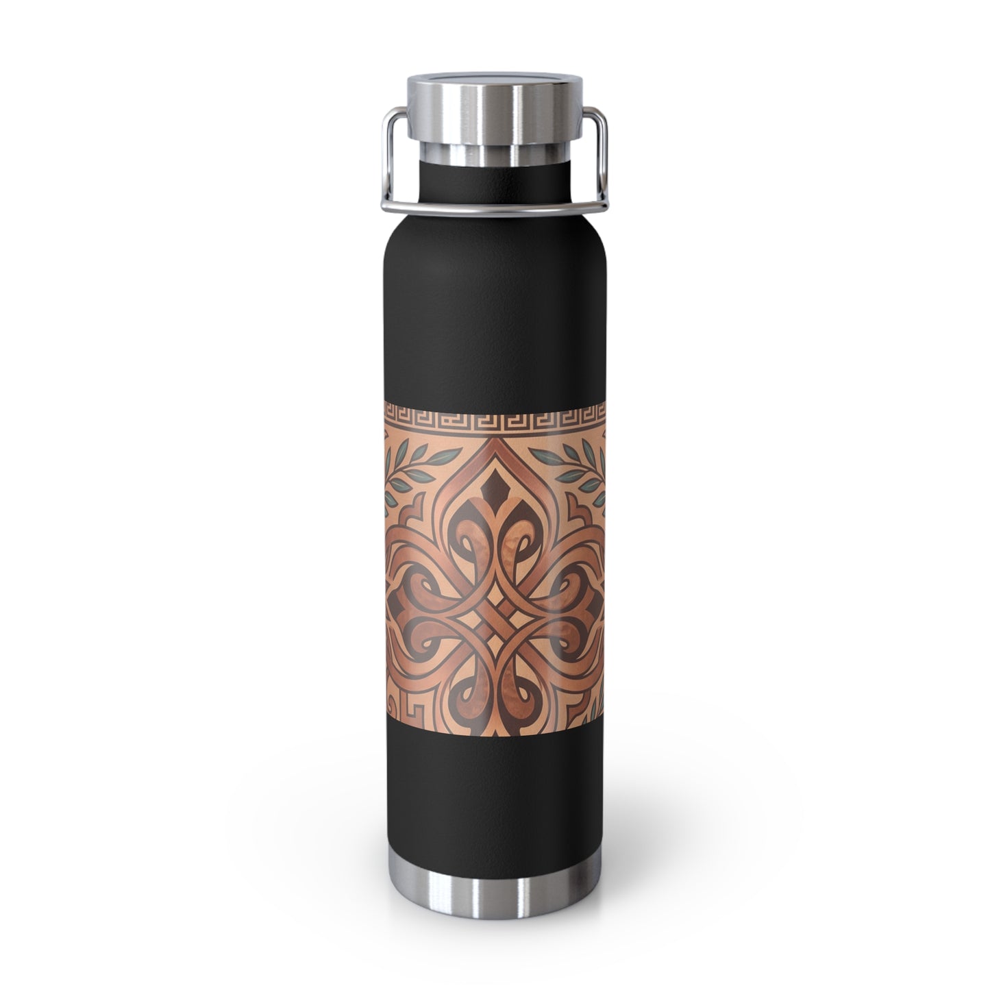 22oz Copper Pattern Vacuum Bottle – Insulated Water Flask with Ornate Tribal Design