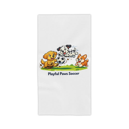 Playful Paws Soccer Beach Towel Cute Puppies Playing Soccer Kids Towel