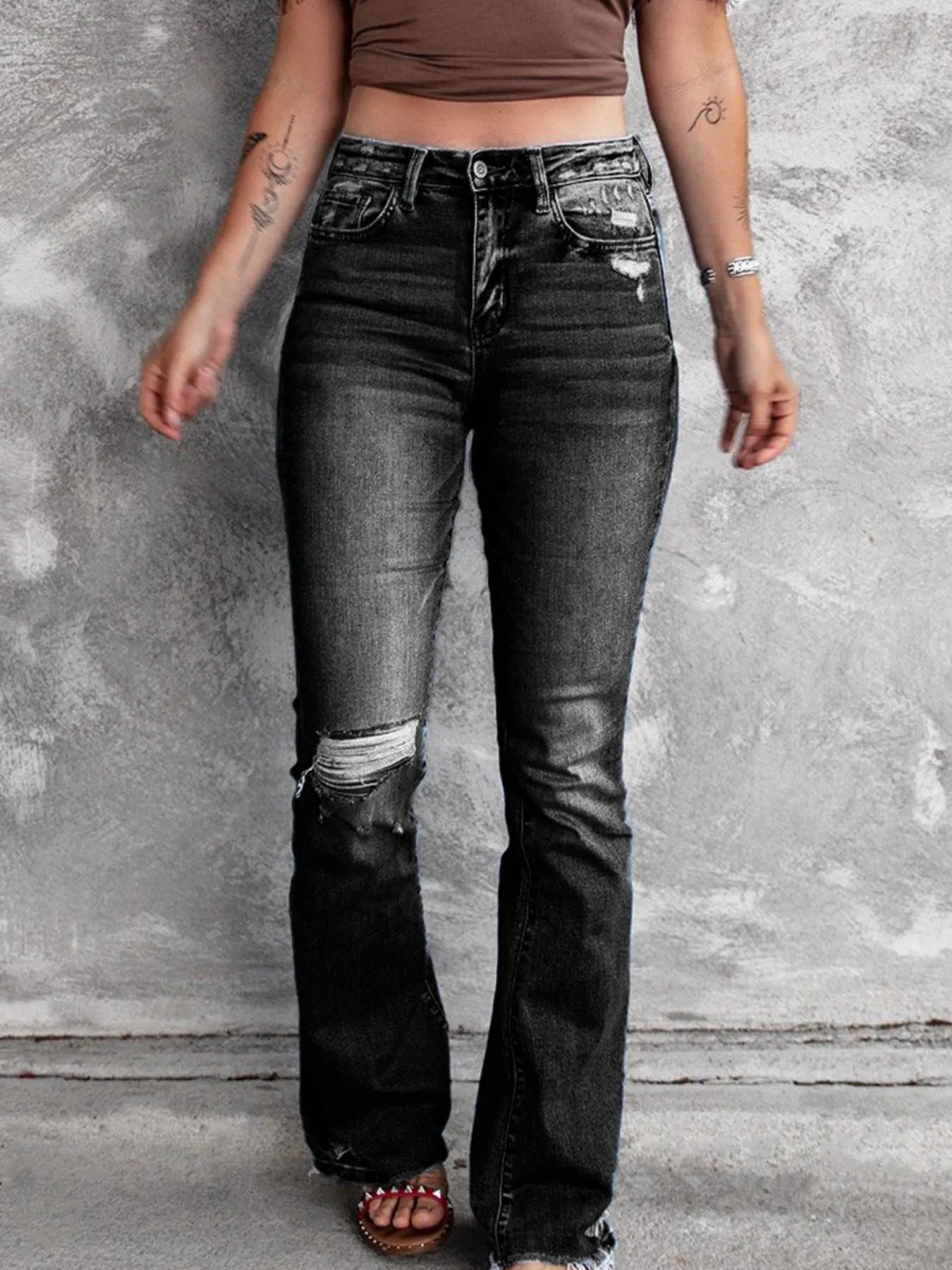 Distressed Flare Jeans - Merit Sell