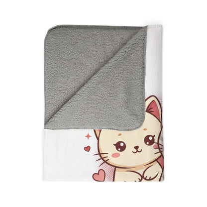 Love Paws Sherpa Blanket — Cute Kawaii Cat Couples Fleece Throw