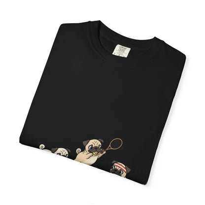 Pug Tennis T-Shirt — Cute Pugs Playing Tennis Graphic Tee