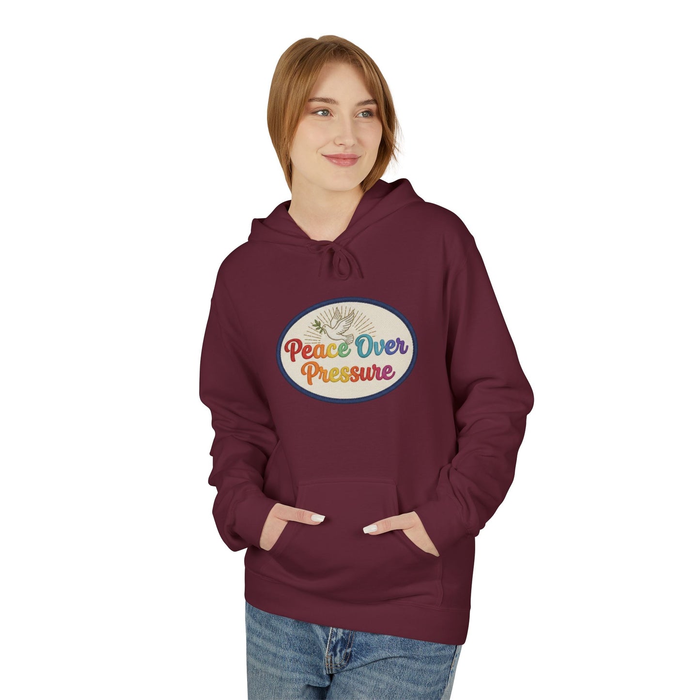 Peace Over Pressure Hoodie — Retro Dove Graphic Comfort Pullover