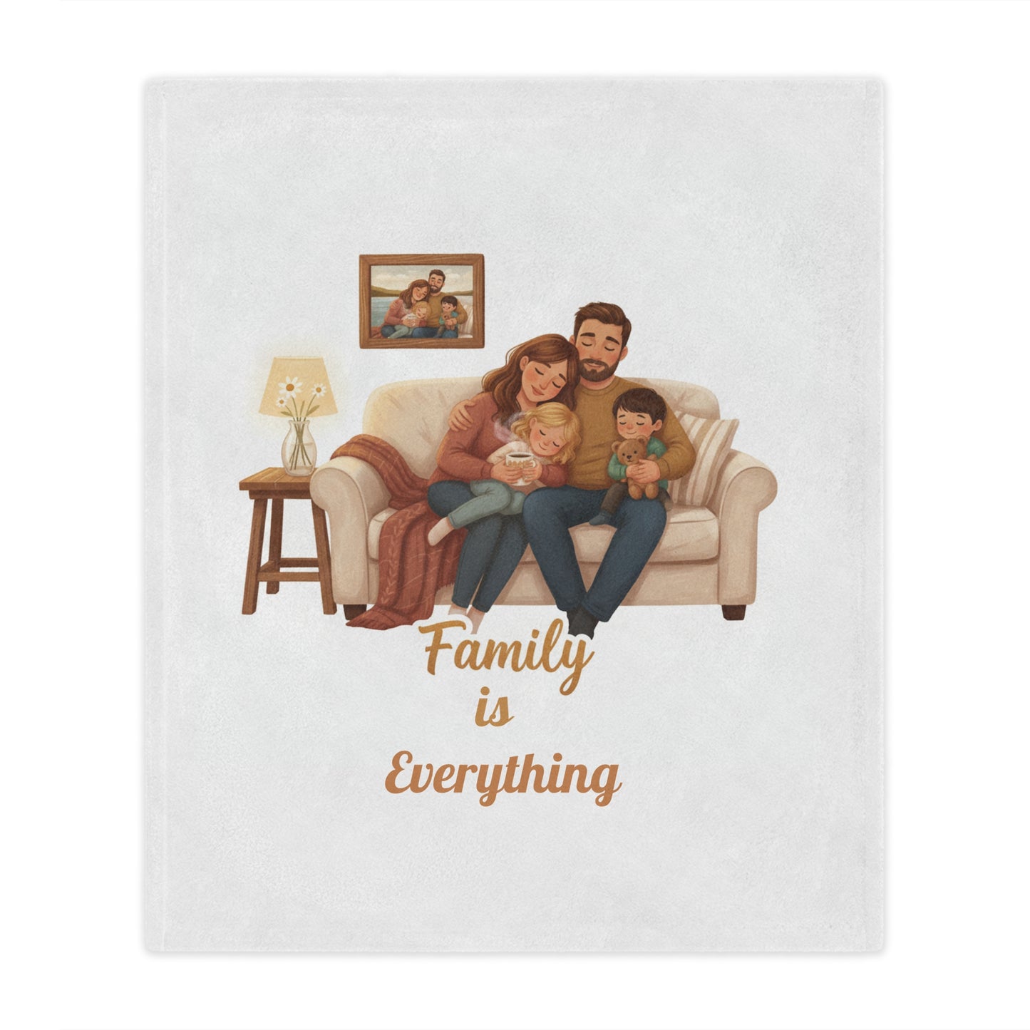 Family Cozy Minky Blanket — Personalized Illustrated Family Sofa Throw