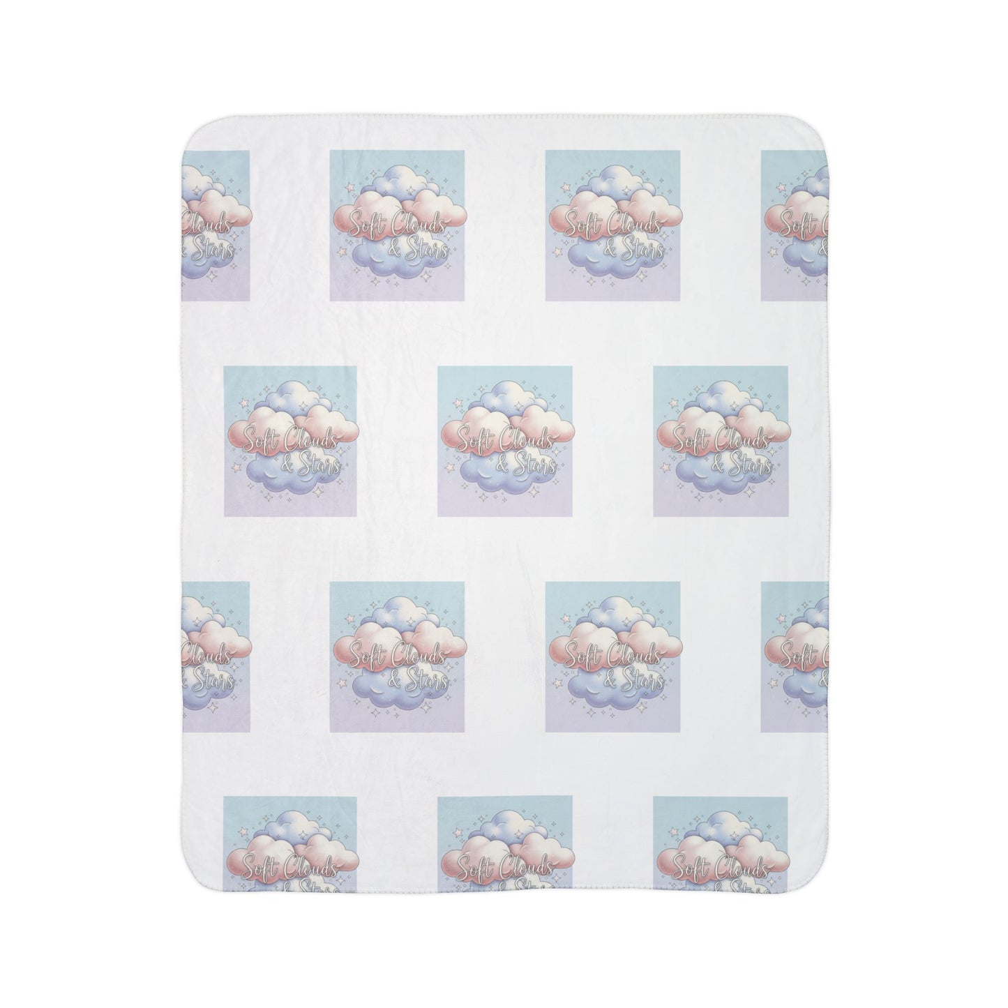 Pastel Cloud Pattern Sherpa Blanket — Cozy Fleece Throw for Nursery, Kids, and Relaxation