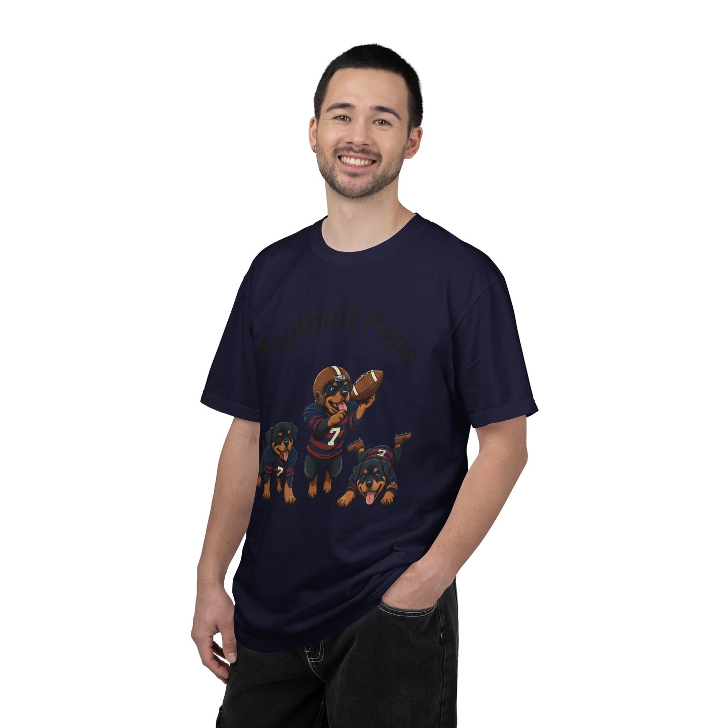 Rottweiler Football Dogs T-Shirt — Cute Puppy Quarterback Graphic Tee