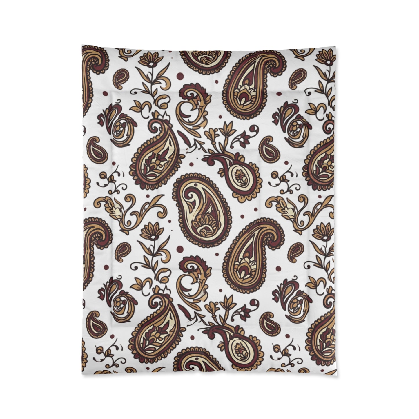 Brown Paisley Comforter — Vintage Floral Boho Bedding