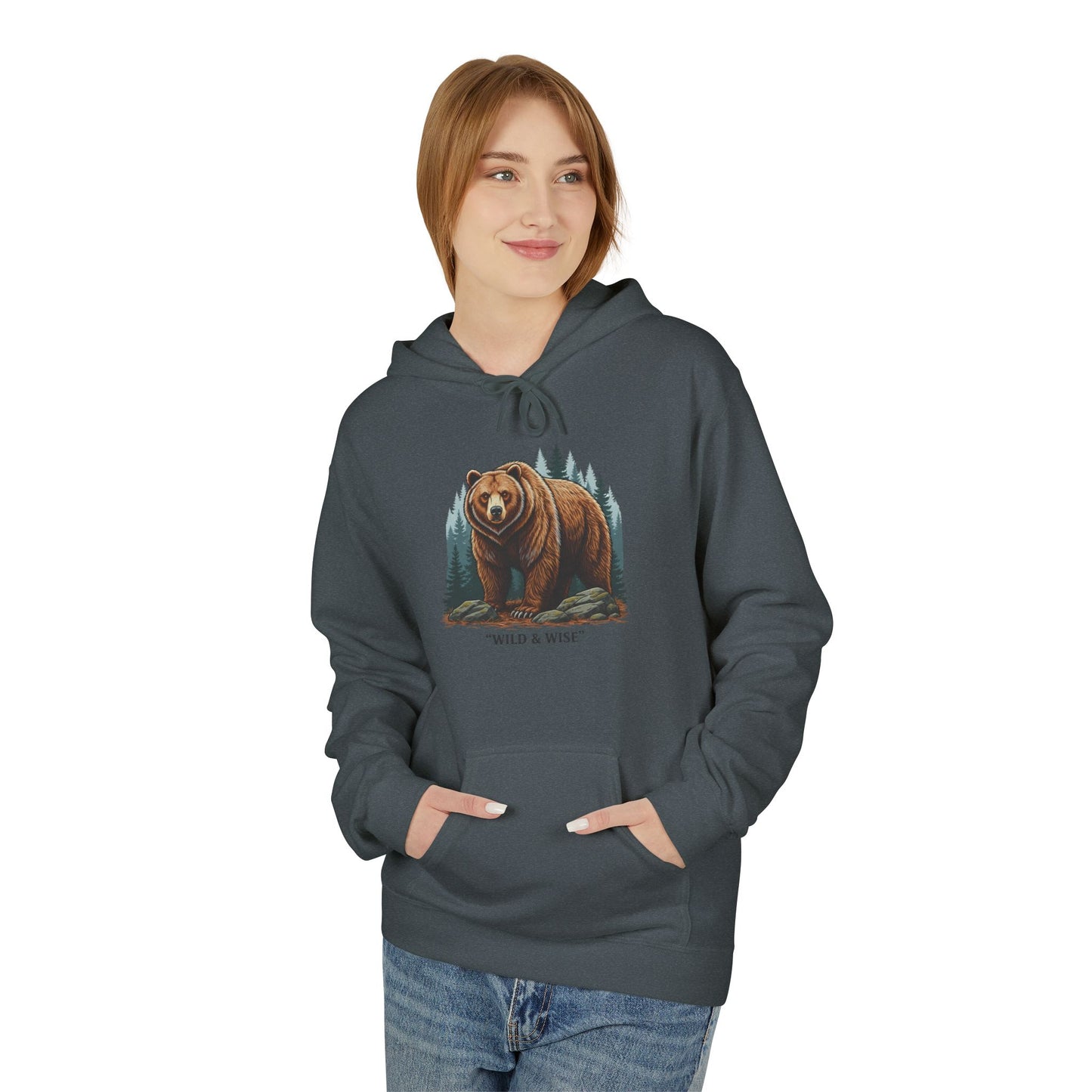 Bear Hoodie — "Wild & Wise" Forest Graphic Pullover