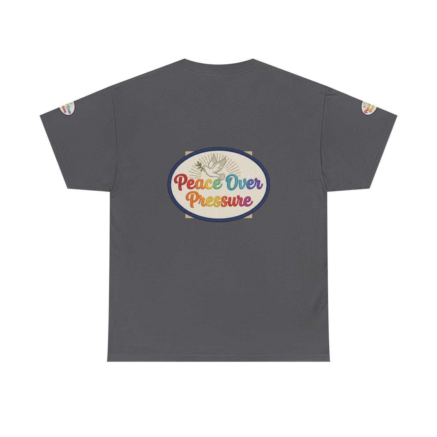 Peace Over Pressure T-Shirt — Retro Rainbow Dove Tee