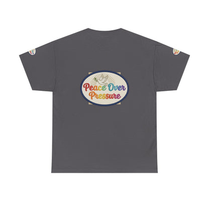 Peace Over Pressure T-Shirt — Retro Rainbow Dove Tee