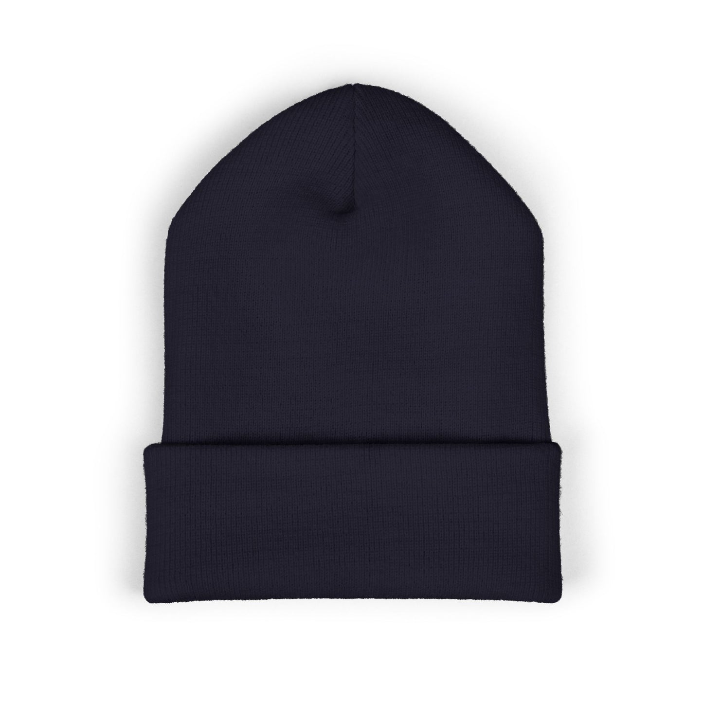 Classic Cuffed Beanie — Embroidered 'Never Stop' Blue Patch Winter Hat