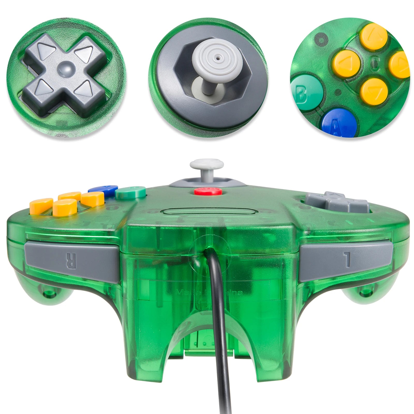 2Pcs Classic N64 Wired Remote Joystick Retra Gamepad Controller Compatible with N64 System Console (Black+Green) - Merit Sell