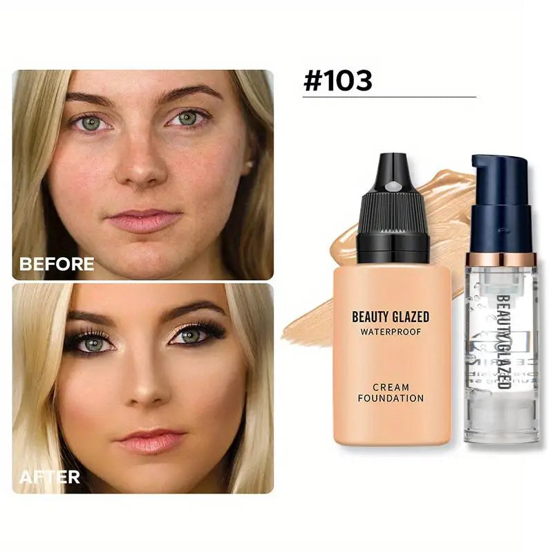 2Pcs Makeup Set Primer & Foundation Matte Velvet Waterproof Foundation Long Lasting Portable Makeup Travel Makeup Set - Merit Sell
