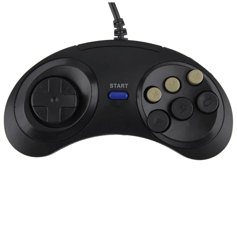 2X 6-Button Game Pad Controller for Sega Genesis Black Old School Classic New Joysticks & Controllers - Merit Sell