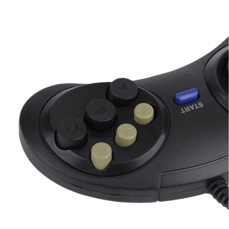 2X 6-Button Game Pad Controller for Sega Genesis Black Old School Classic New Joysticks & Controllers - Merit Sell