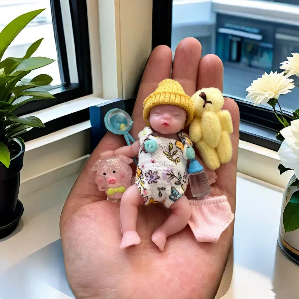3.15 Inch 8 cm Full Silicone Body Mini Reborn Girl Handmade Lifelike Bebe Reborn Doll - Merit Sell